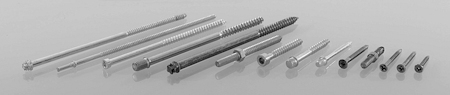 Schraubenformen: 5 Gang Drallnagelschrauben, Zylinderkopfschrauben, Flachsenkkopfschrauben, Flachrundkopfschrauben, Treppenschrauben, Scharnierbandschrauben, Rändelschrauben, Vierkantschrauben, Kugelkopfschrauben, Hammerkopfschrauben